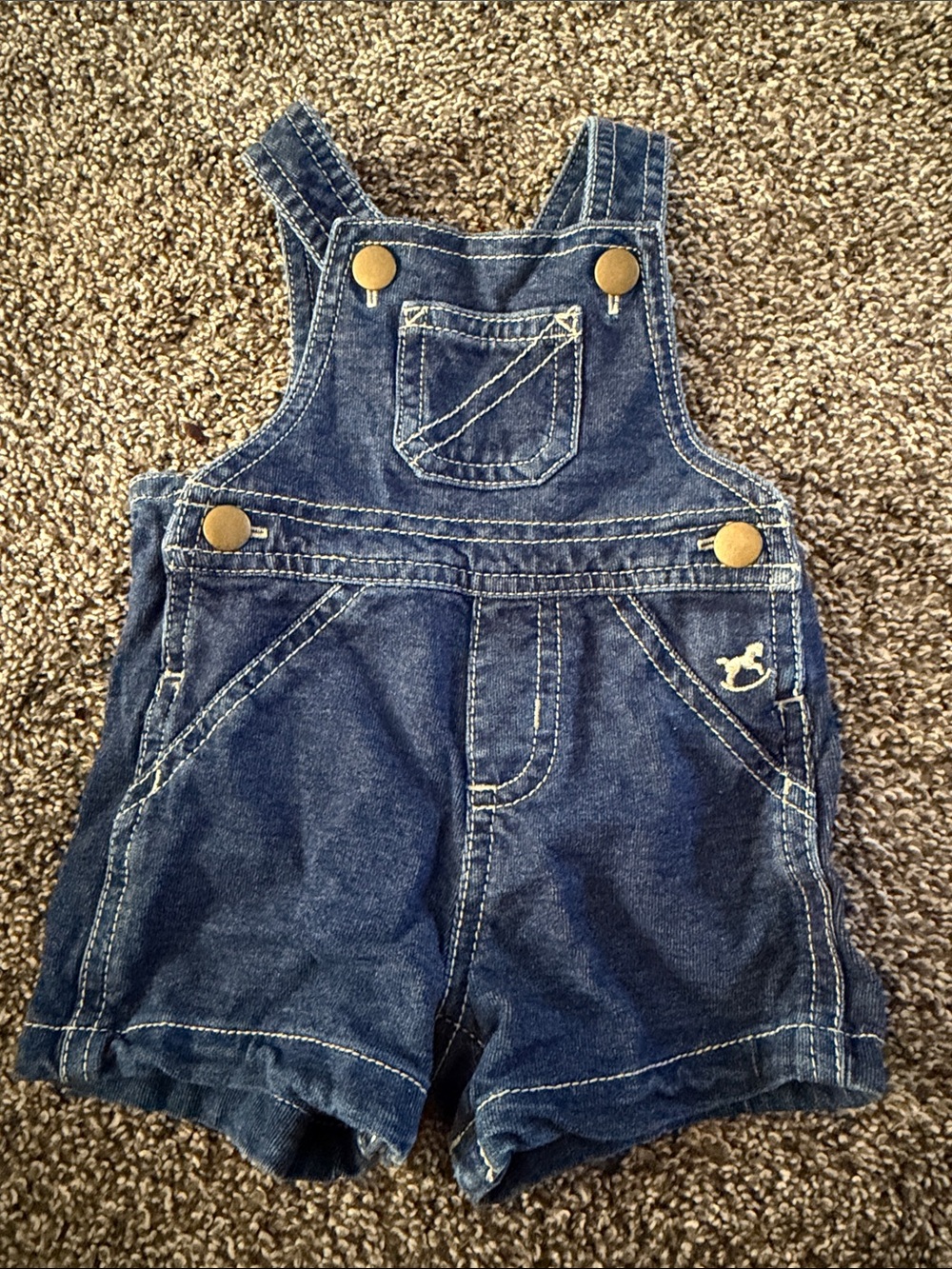 Classic Blue Denim Kids Overalls Shorts